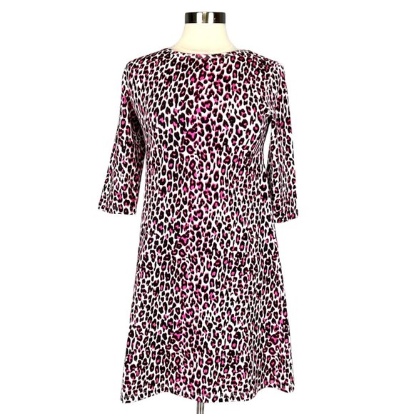 Tyler Boe Alexa Womens Pink Leopard Animal Print A Line Dress Cotton size Small - Picture 1 of 12